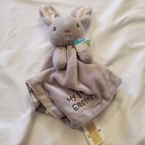 MTY Bunny Rabbit Baby Lovey Rattle Security Blanket Gray My 1st Easter  Nwt